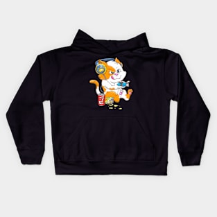 Cat Gaming Cat Kawaii Video Games  Gamer Kids Hoodie